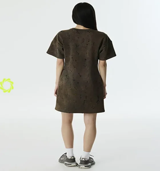 Kahverengi Kadın Bisiklet Batik Elbise